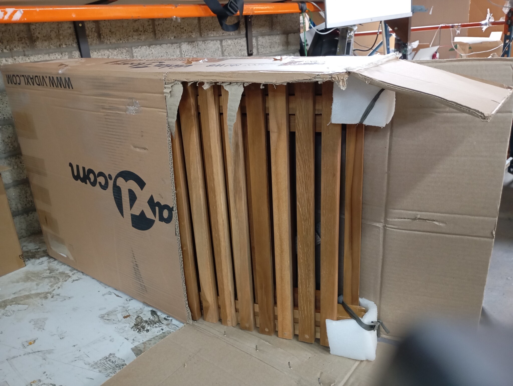 vidaXL Ligbed met inklapbare tafel massief teakhout