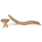 vidaXL Ligbed met inklapbare tafel massief teakhout