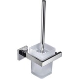 Toiletborstelset met houder voor badkamer | Wandmontage | RVS 304 & Matglas | Chroom | Antibacterieel