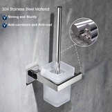 Toiletborstelset met houder voor badkamer | Wandmontage | RVS 304 & Matglas | Chroom | Antibacterieel