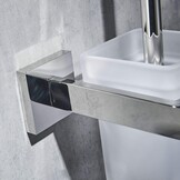 Toiletborstelset met houder voor badkamer | Wandmontage | RVS 304 & Matglas | Chroom | Antibacterieel