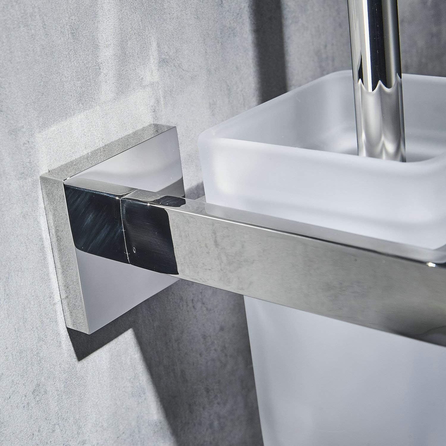 Toiletborstelset met houder voor badkamer | Wandmontage | RVS 304 & Matglas | Chroom | Antibacterieel