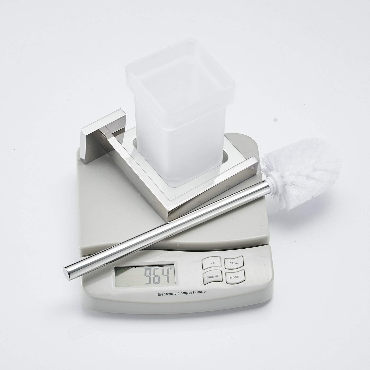 Toiletborstelset met houder voor badkamer | Wandmontage | RVS 304 & Matglas | Chroom | Antibacterieel