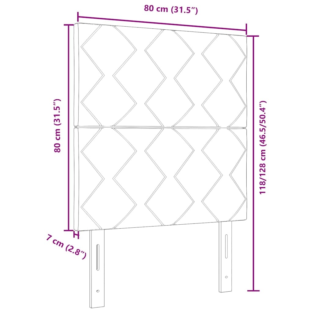 vidaXL Stoffen Hoofdbord Geometric Handmatig Donkerbruin 80 cm Stof