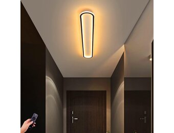 Dimbare LED-plafondlamp met afstandsbediening, moderne zwarte wandlamp binnen 2700K - 6500K warm wit natuurlijk wit koel wit, lange plafondlamp voor kantoor, eetkamer, woonkamer (120cm)