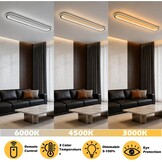 Dimbare LED-plafondlamp met afstandsbediening, moderne zwarte wandlamp binnen 2700K - 6500K warm wit natuurlijk wit koel wit, lange plafondlamp voor kantoor, eetkamer, woonkamer (120cm)
