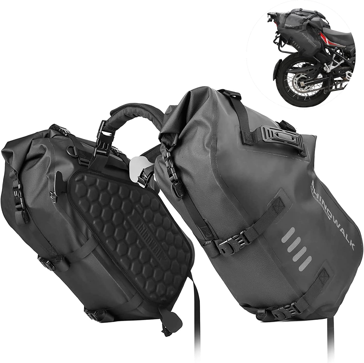 Motorfiets Zadeltassen voor Motorfietsen Waterdicht 48L (24L*2) | Anti-vibratie Zijtassen van Scheurvast Zeildoek