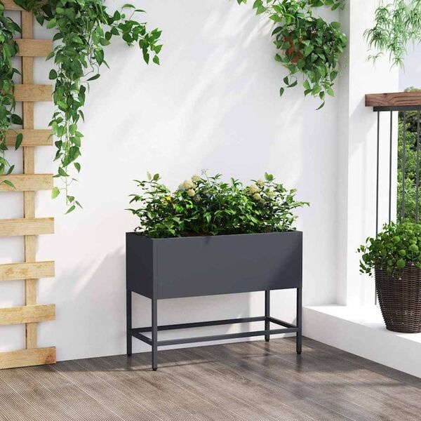 vidaXL Verhoogde Tuin Plantbak Antraciet 60 x 26 x 45 cm Staal