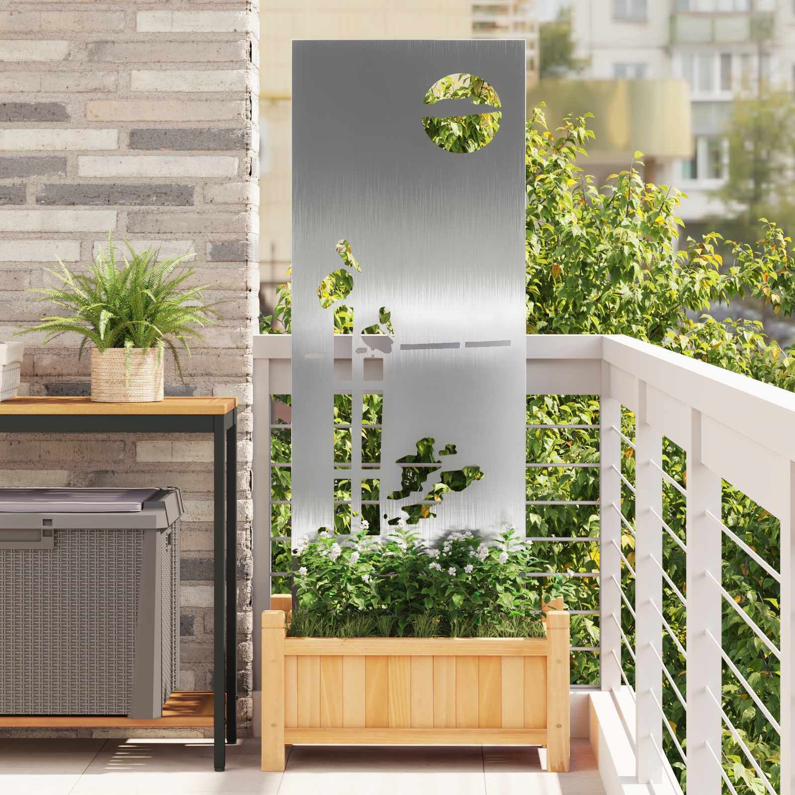 vidaXL Tuin Privacy Screen Fretwerk Zilver 50 x 140 cm Roestvrij staal