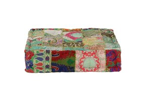 Handgemaakte Patchwork Poef - Groen Katoen - 34% Korting