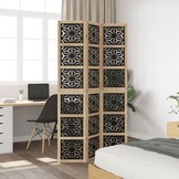 vidaXL Kamerscherm met 3 panelen massief paulowniahout zwart