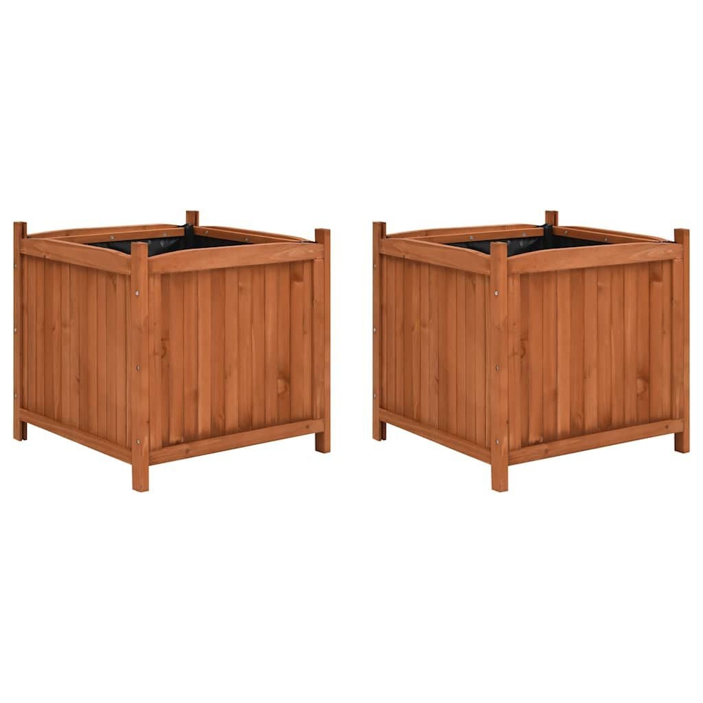 Verhoogde Plantenbakken Hout 2 st 50x50x50 cm - 54% Korting!