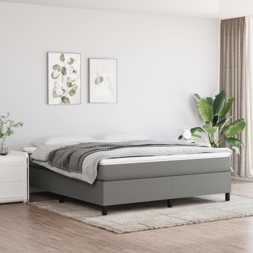 vidaXL Bedframe zonder matras stof donkergrijs 160x200 cm