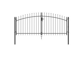 VidaXL Tuinpoort met slot, Grijs Staal 150x300cm - 35% Korting!