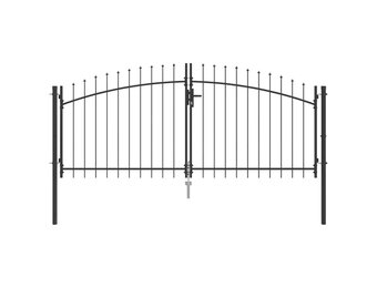 vidaXL Tuinpoort met slot Grijs 150 x 300 cm Staal