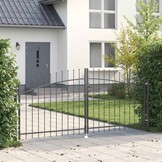 vidaXL Tuinpoort met slot Grijs 150 x 300 cm Staal