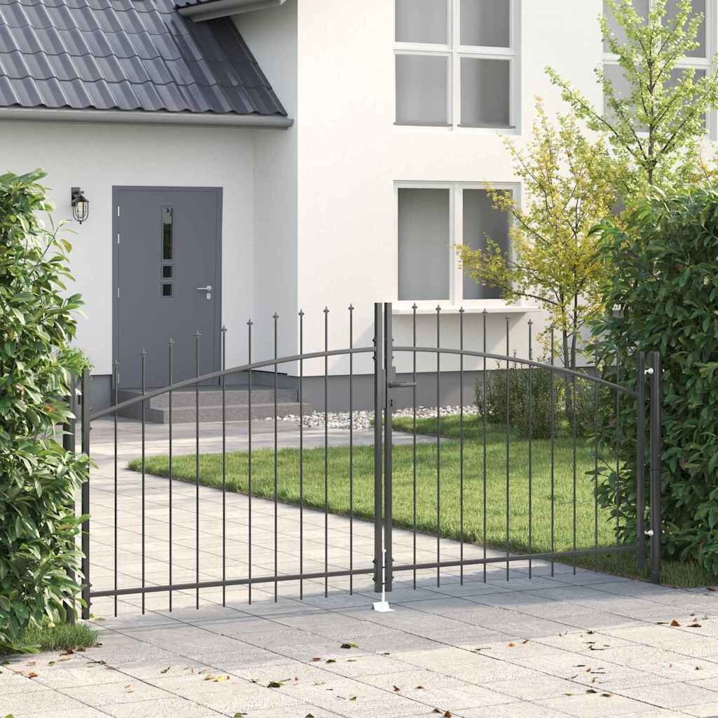 vidaXL Tuinpoort met slot Grijs 150 x 300 cm Staal