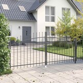 vidaXL Tuinpoort met slot Grijs 150 x 300 cm Staal