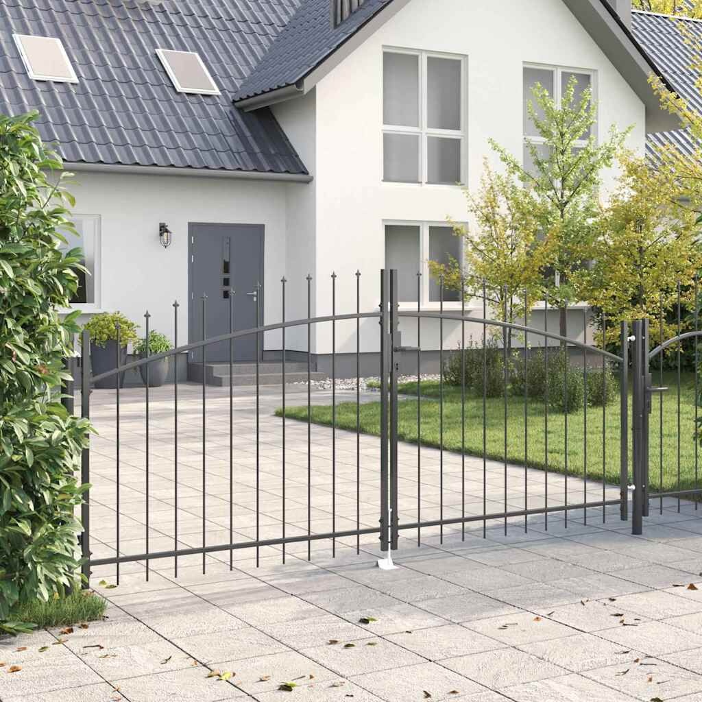 vidaXL Tuinpoort met slot Grijs 150 x 300 cm Staal