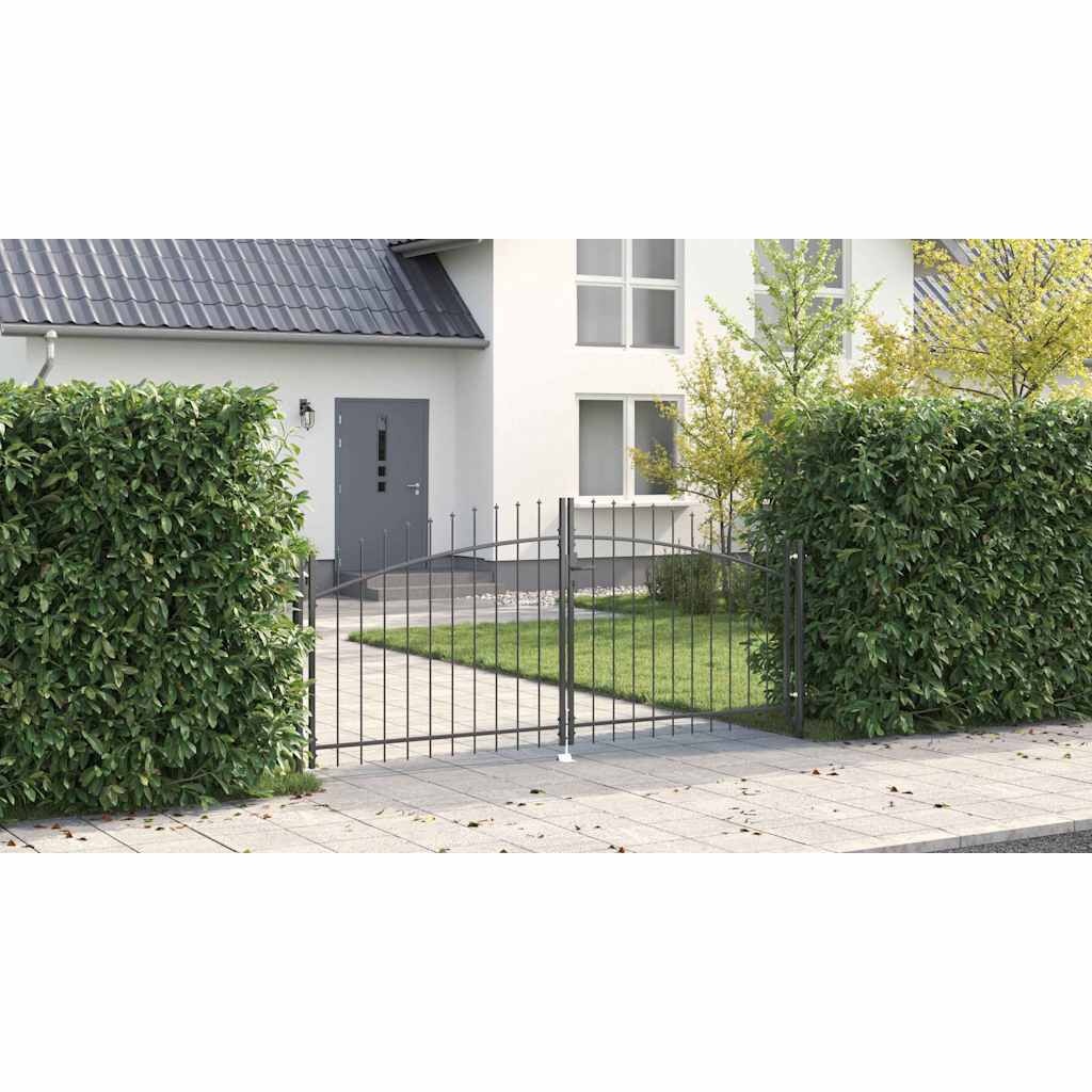 vidaXL Tuinpoort met slot Grijs 150 x 300 cm Staal
