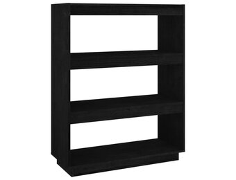 vidaXL Boekenkast/kamerscherm 80x35x103 cm massief grenenhout zwart