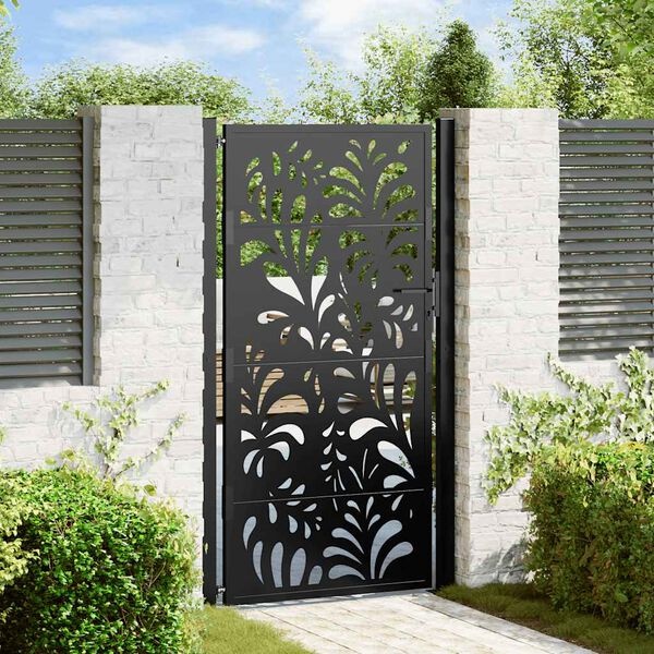 vidaXL Poort met golfontwerp 100x175 cm staal zwart