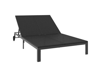 vidaXL Ligstoel 2-persoon Zwart 115 x 206 x 75cm poly rattan