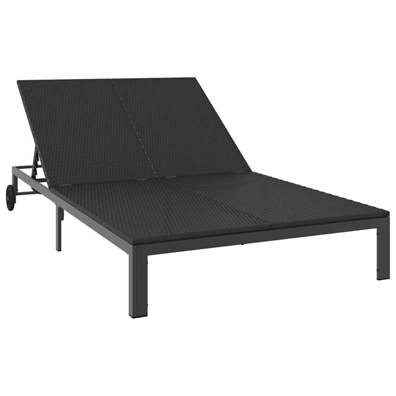 vidaXL Ligstoel 2-persoon Zwart 115 x 206 x 75cm poly rattan