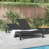 vidaXL Ligstoel 2-persoon Zwart 115 x 206 x 75cm poly rattan