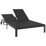 vidaXL Ligstoel 2-persoon Zwart 115 x 206 x 75cm poly rattan