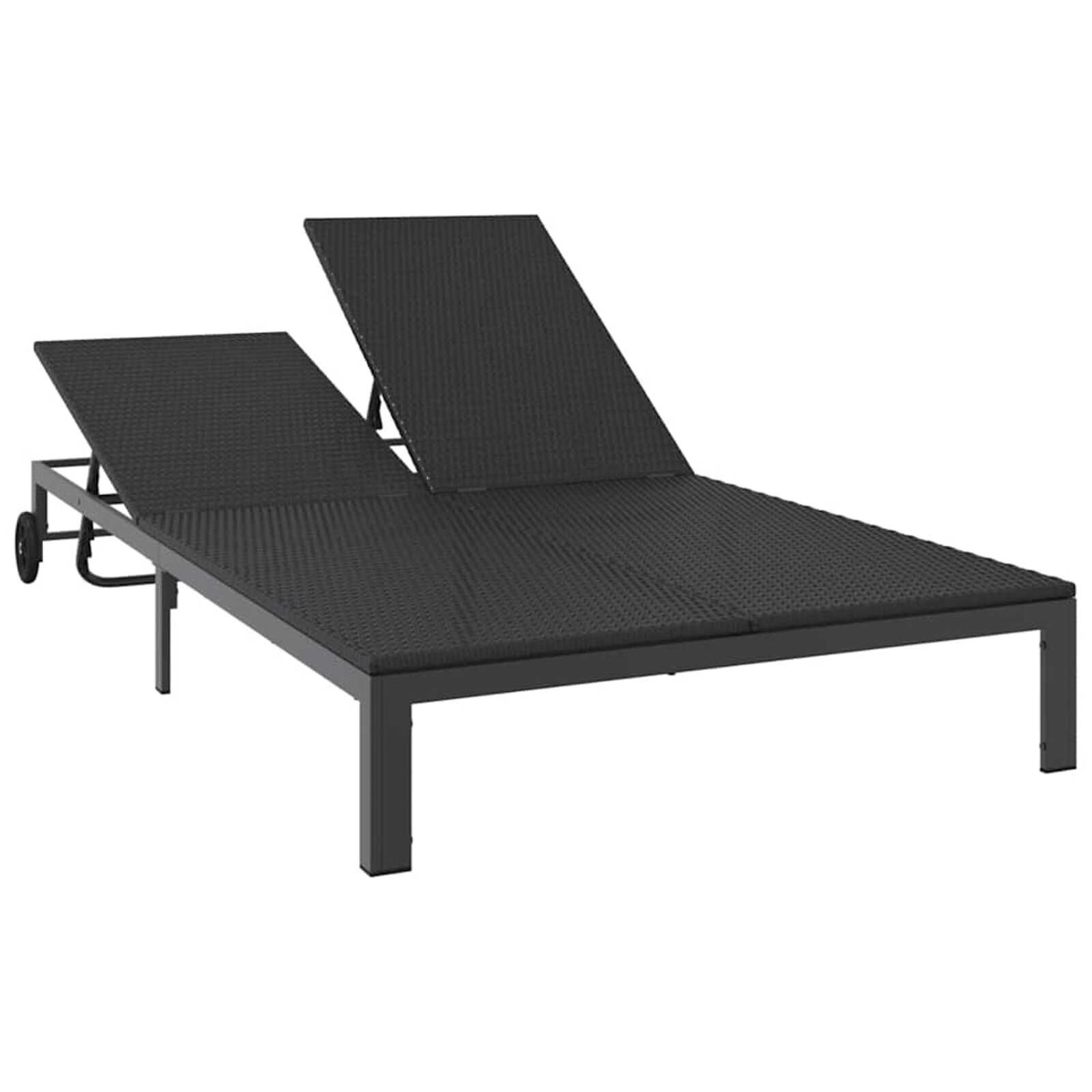 vidaXL Ligstoel 2-persoon Zwart 115 x 206 x 75cm poly rattan