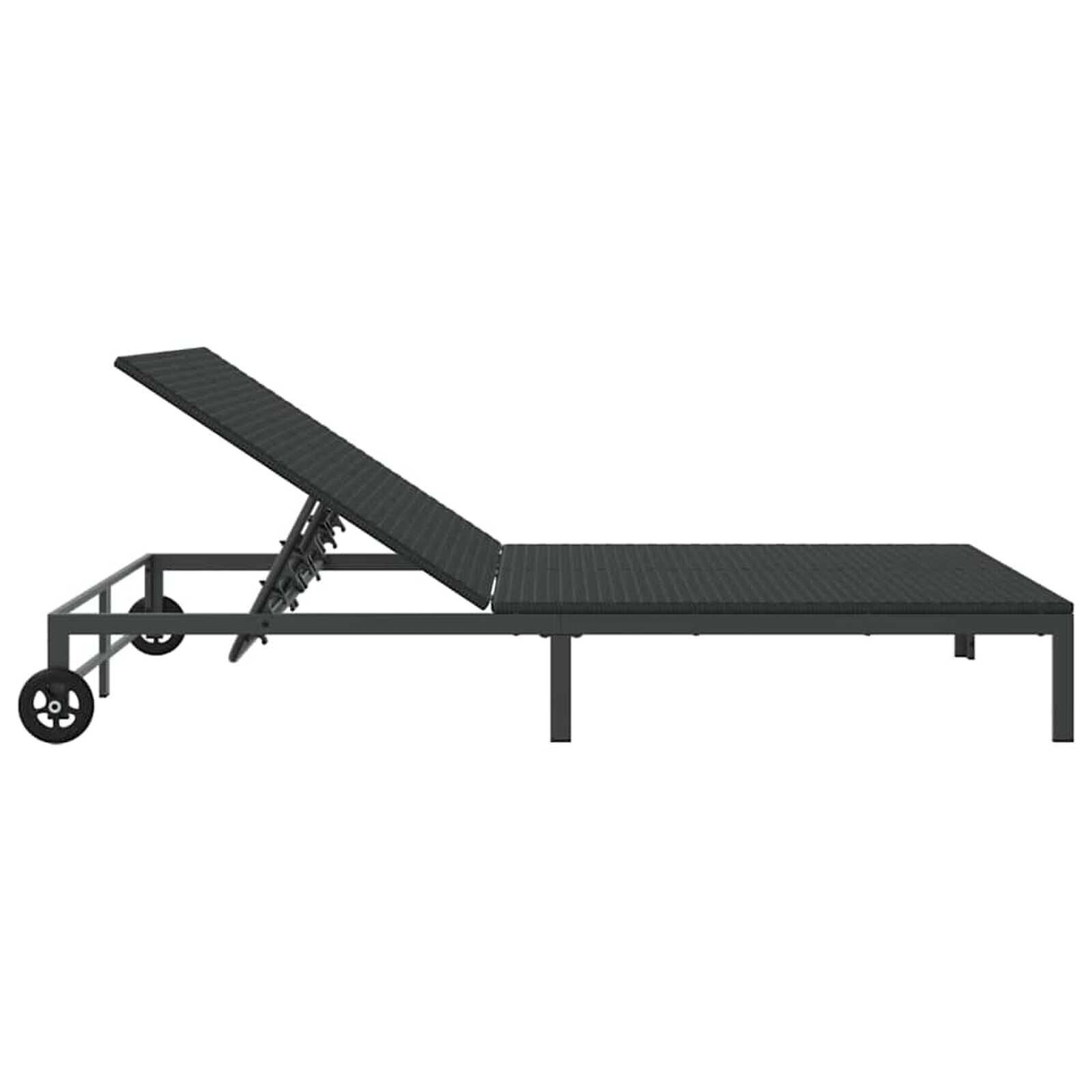 vidaXL Ligstoel 2-persoon Zwart 115 x 206 x 75cm poly rattan