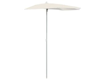 vidaXL Parasol half met paal 180x90 cm zandkleurig
