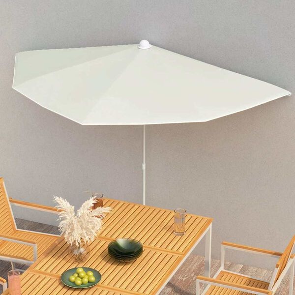 vidaXL Parasol half met paal 180x90 cm zandkleurig