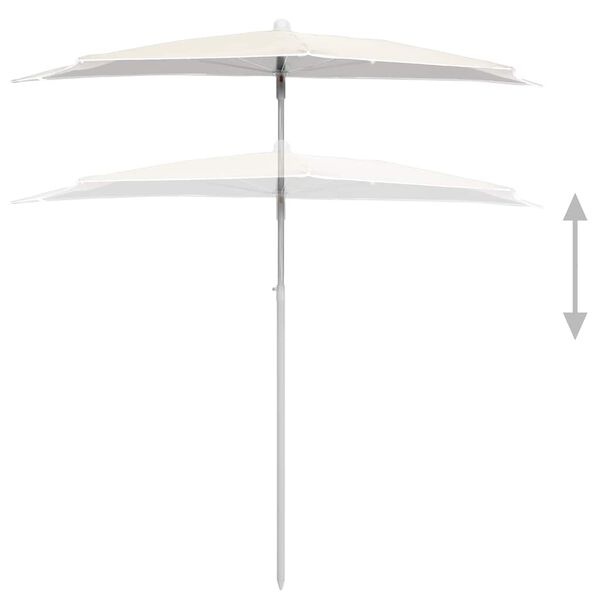vidaXL Parasol half met paal 180x90 cm zandkleurig