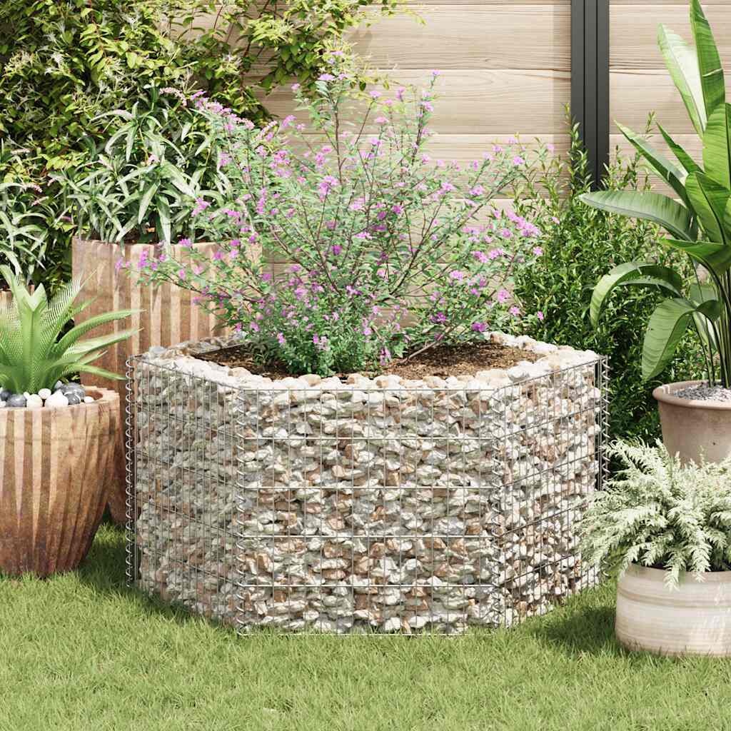 Zeshoekige Gabion Plantenbak - 100x90x50 cm - 34% Korting