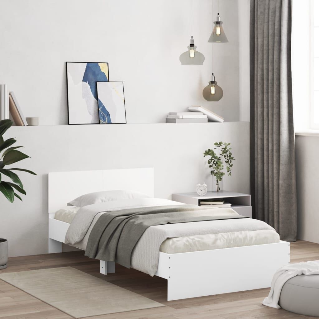 vidaXL Bedframe met hoofdbord bewerkt hout wit 100x200 cm