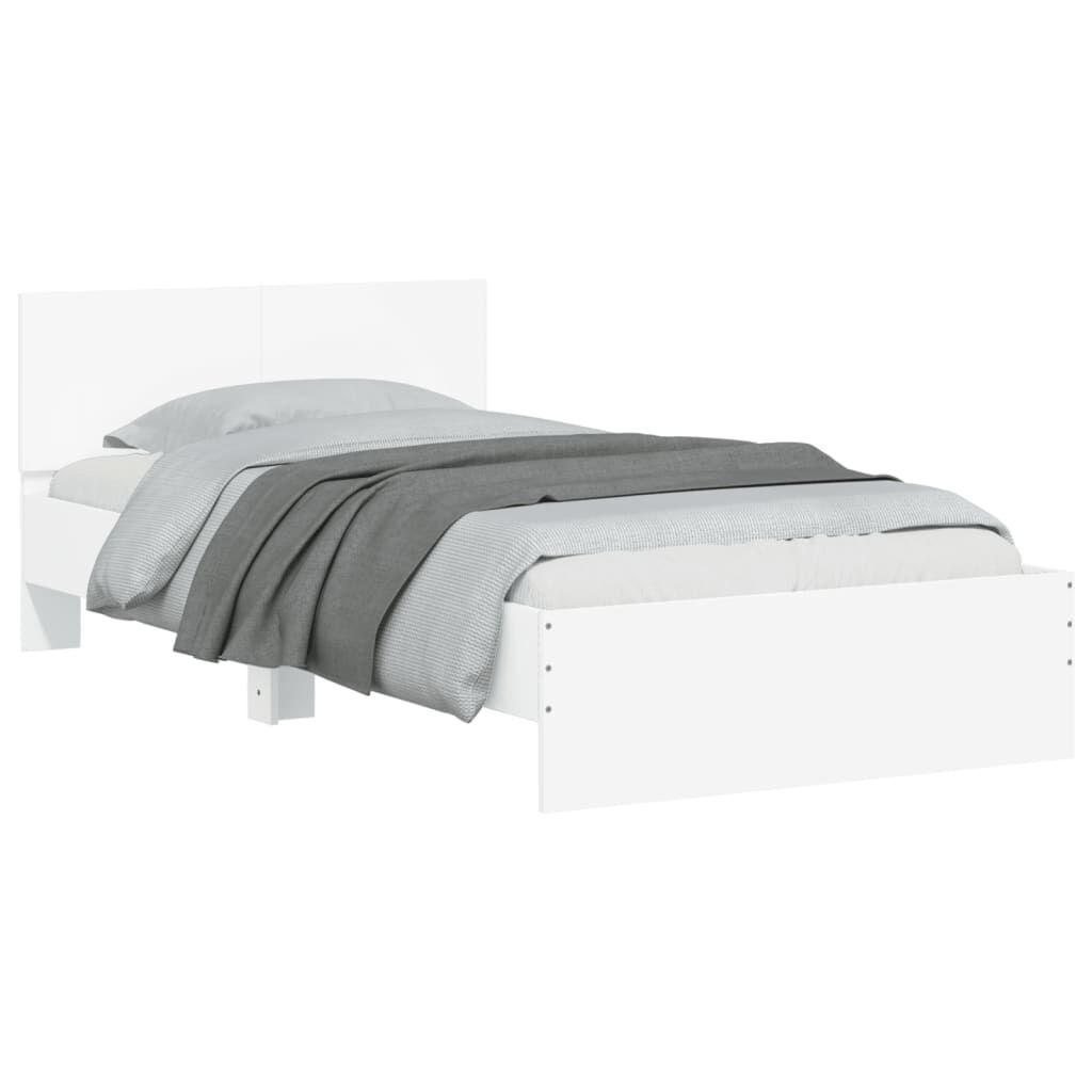 vidaXL Bedframe met hoofdbord bewerkt hout wit 100x200 cm