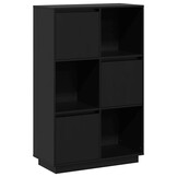 vidaXL Hoge kast 74x35x117 cm massief grenenhout zwart