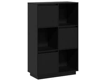 vidaXL Hoge kast 74x35x117 cm massief grenenhout zwart