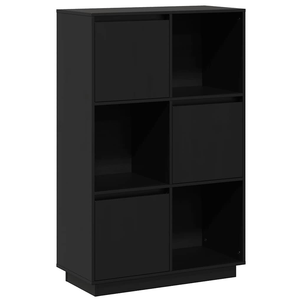 vidaXL Hoge kast 74x35x117 cm massief grenenhout zwart