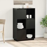 vidaXL Hoge kast 74x35x117 cm massief grenenhout zwart