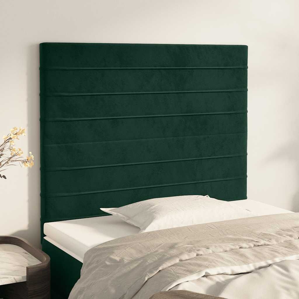 vidaXL Hoofdbord donkergroen 80x5x118/128 cm fluweel