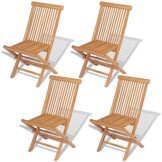 vidaXL Tuinstoelen inklapbaar 4 st massief teakhout