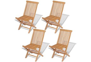 4x Massief Teakhouten Tuinstoelen Inklapbaar - 35% Korting