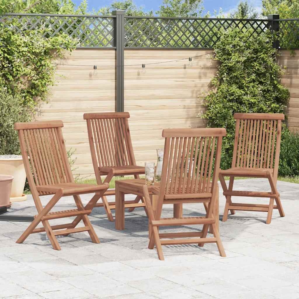 vidaXL Tuinstoelen inklapbaar 4 st massief teakhout