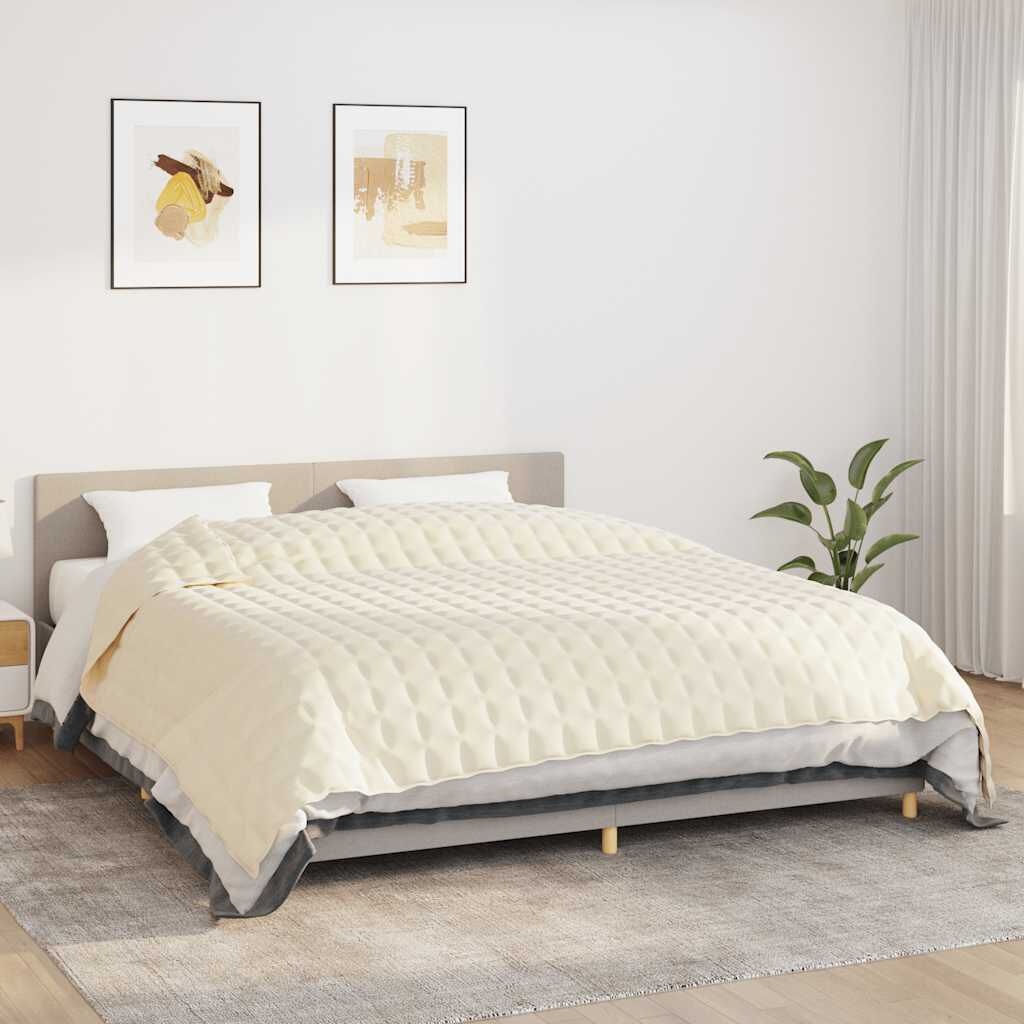 vidaXL Verzwaringsdeken 220x260 cm 11 kg stof lichtcrèmekleurig
