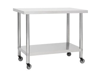 vidaXL Keukenwerktafel met wielen 100x60x85 cm roestvrij staal