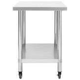 vidaXL Keukenwerktafel met wielen 100x60x85 cm roestvrij staal
