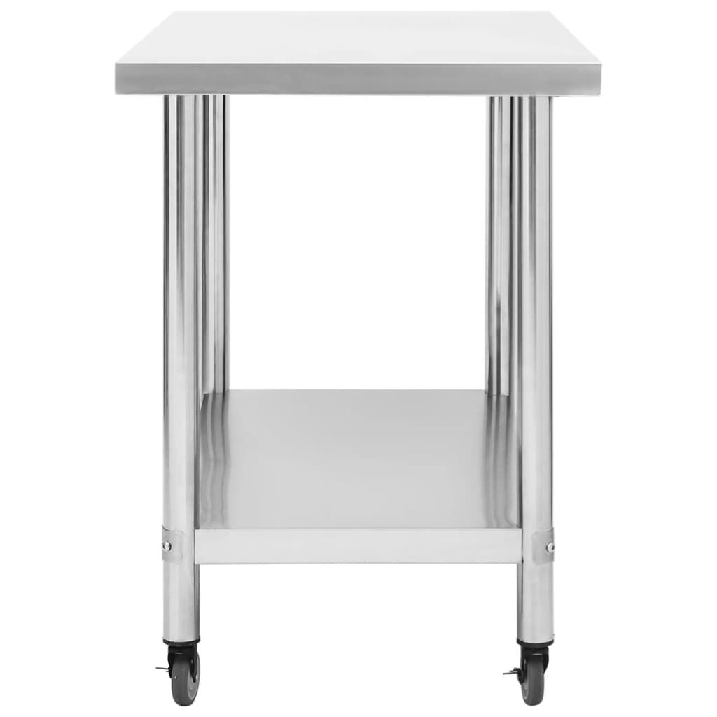 vidaXL Keukenwerktafel met wielen 100x60x85 cm roestvrij staal